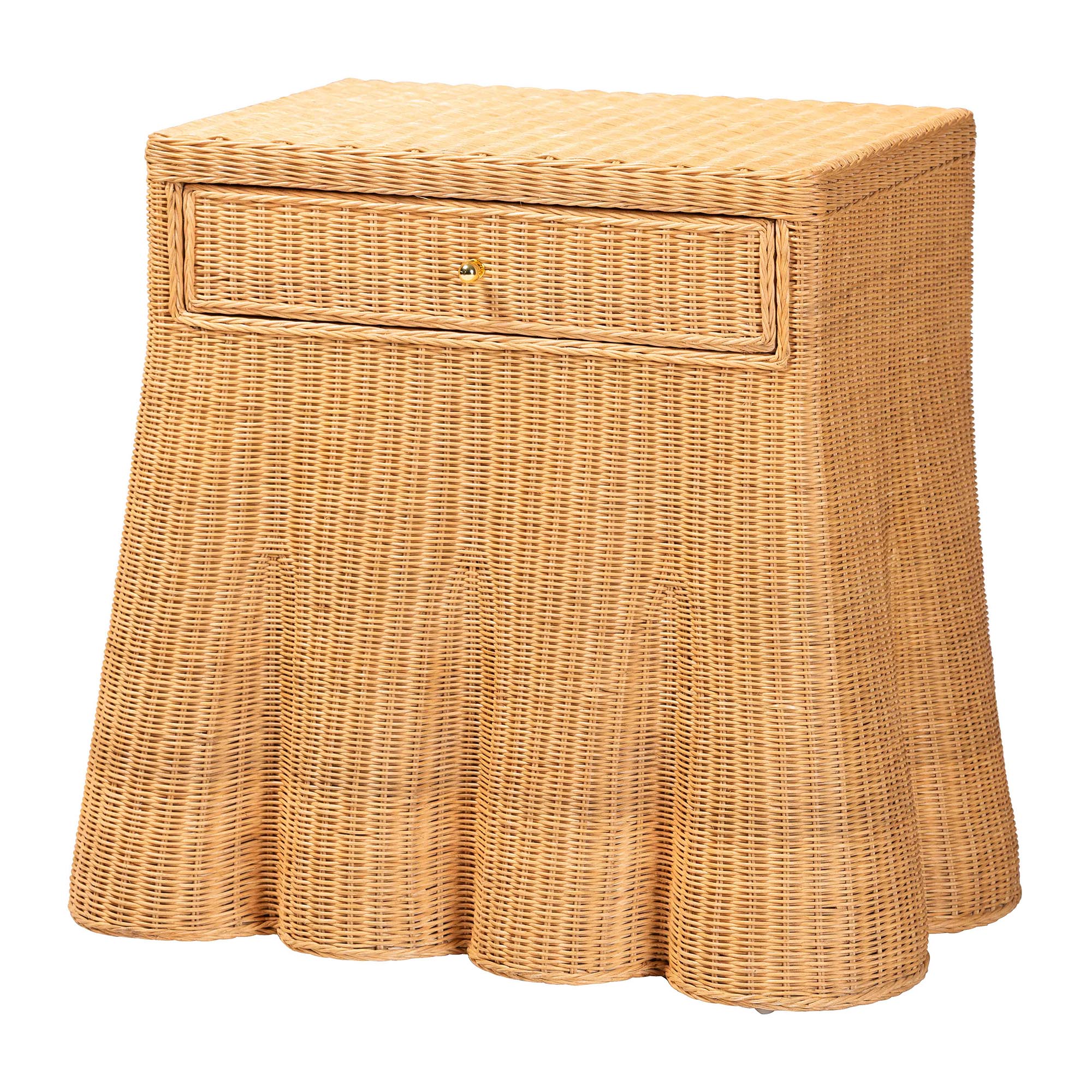bali & pari Chica Scalloped Natural Rattan Console Table with Drawer - Handwoven Wicker Accent Table with Flared Skirt, Coastal Boho Style for Entryway or Living Room, Rectangle Affordable modern furniture in Chicago, classic living room furniture, modern console table, cheap console table